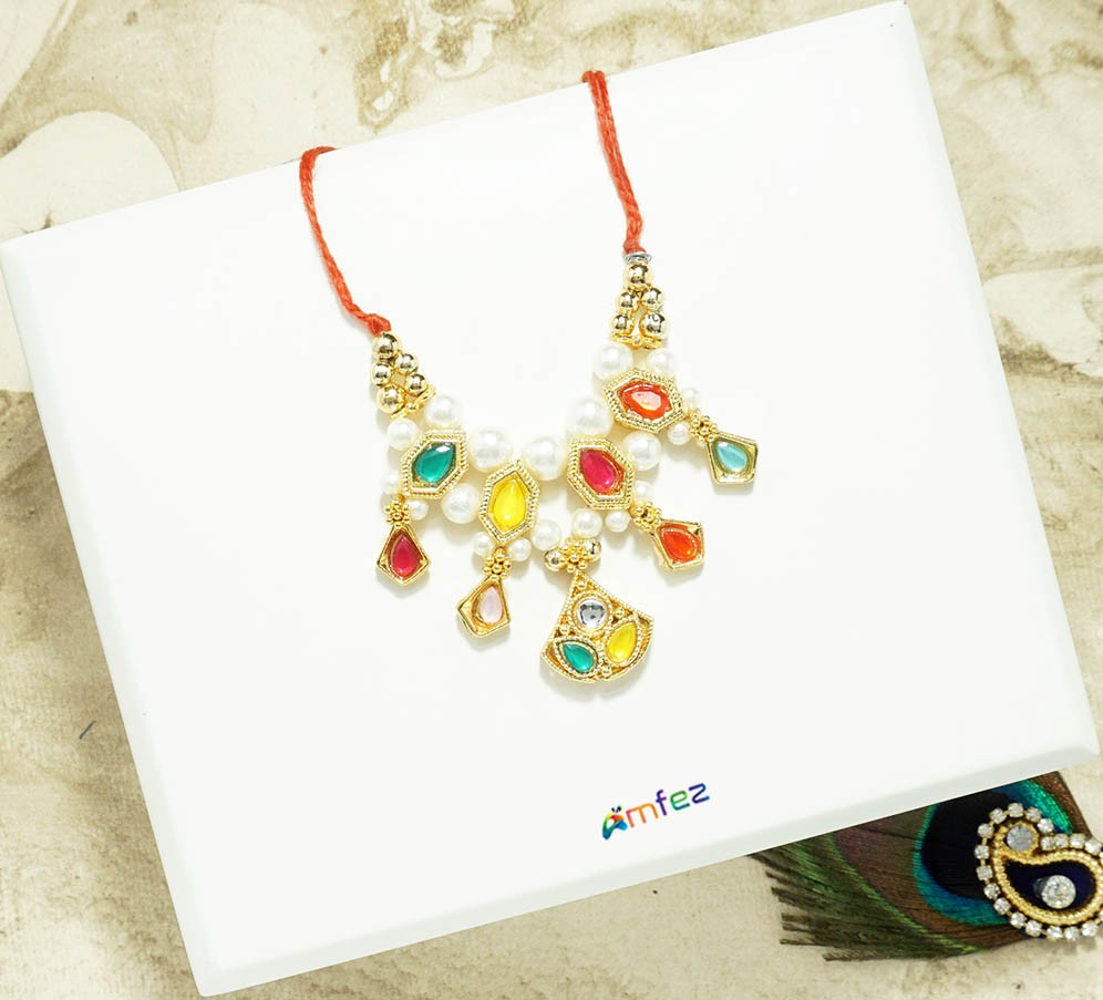 Multi Stone Pearl Beads Necklace ( Large )