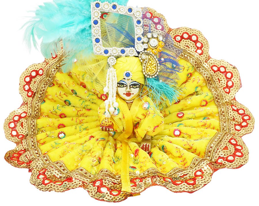 Laddu Gopal Yellow Embroidery Sitara Lace Dress