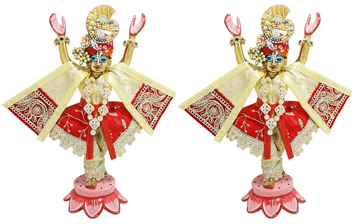 Gaur Nitai Golden Red Embroidery Lace Designer Dress