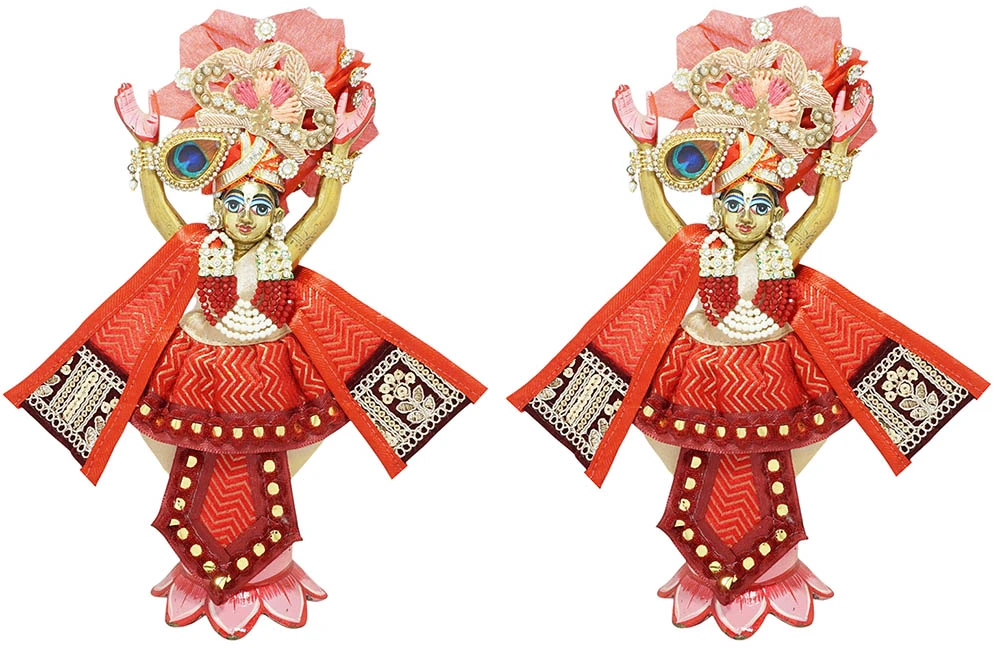 Gaur Nitai Red Embroidery Lace Work Dress