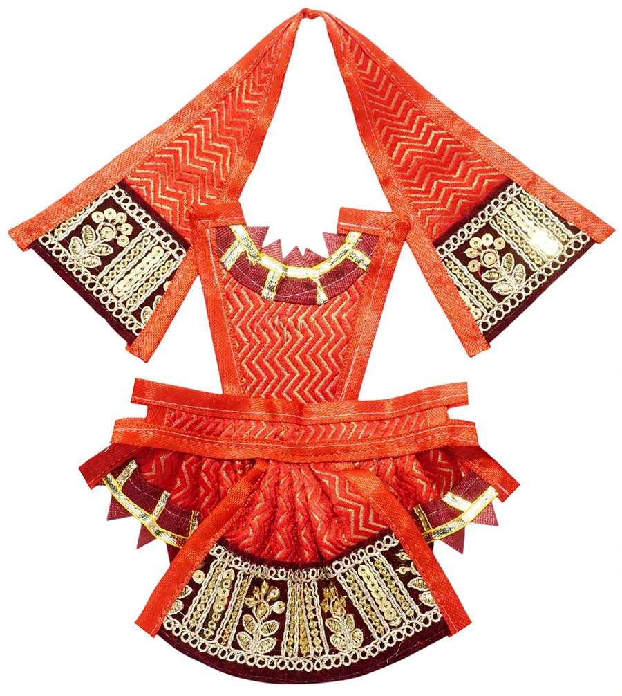Hanuman Ji Red Embroidered Lace Work Dress