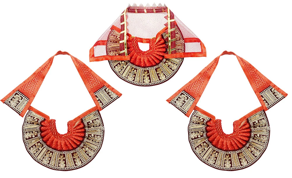 Jagannath Ji Red Embroidery Lace Work Dress