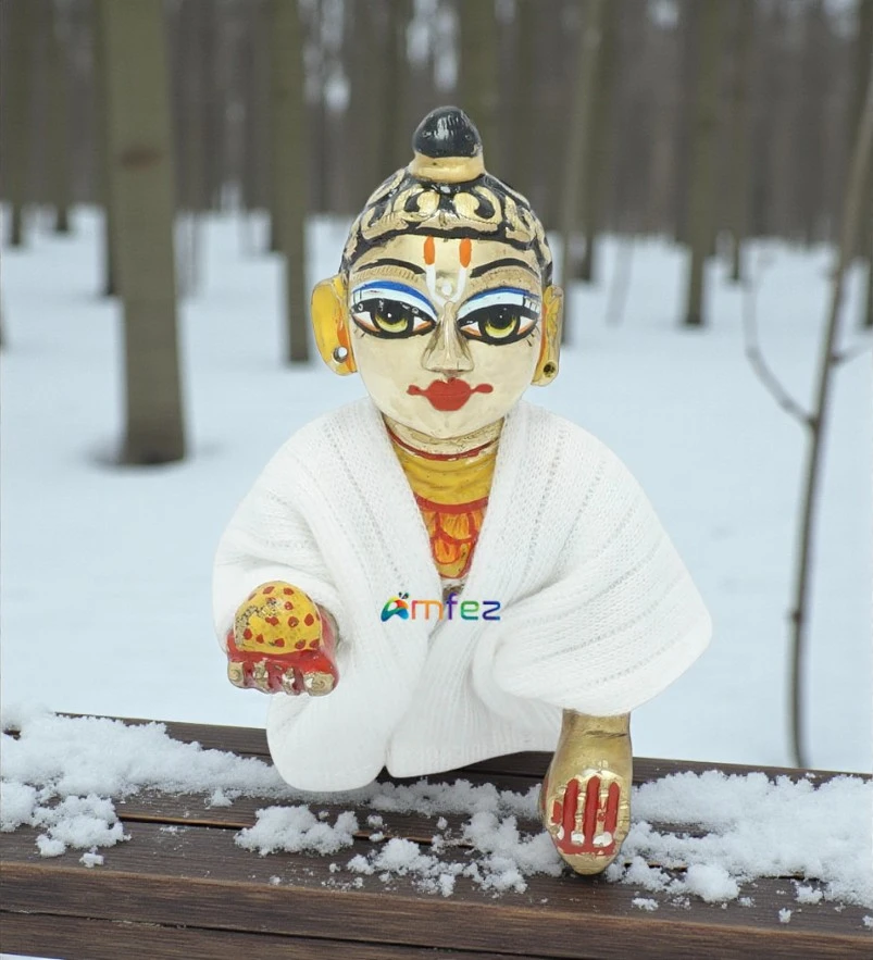 Pack of 2 White Hosiery Laddu Gopal Warmer Set