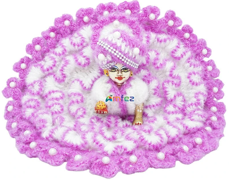 Amfez Laddu Gopal Purple Vardhman Woolen Winter Dress With Cap