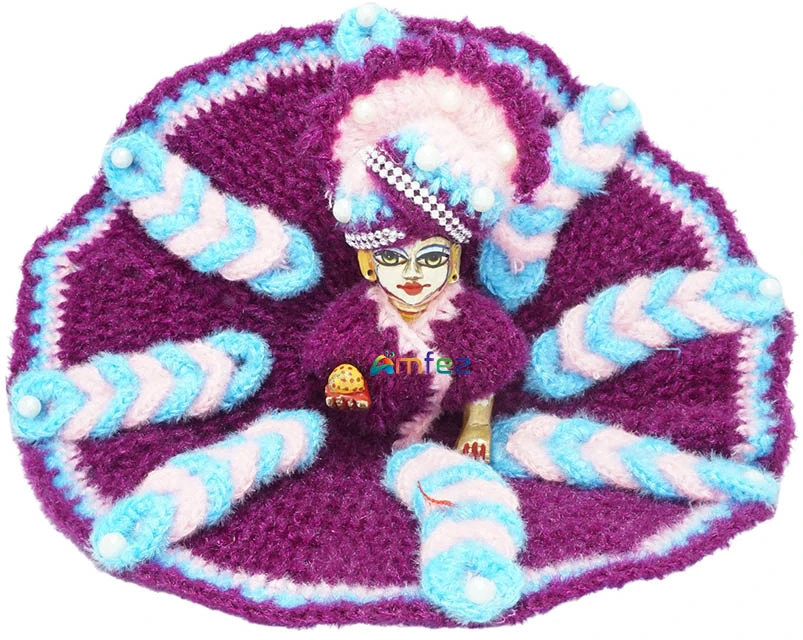 Amfez Laddu Gopal Multi Vardhman Woolen Winter Dress With Cap