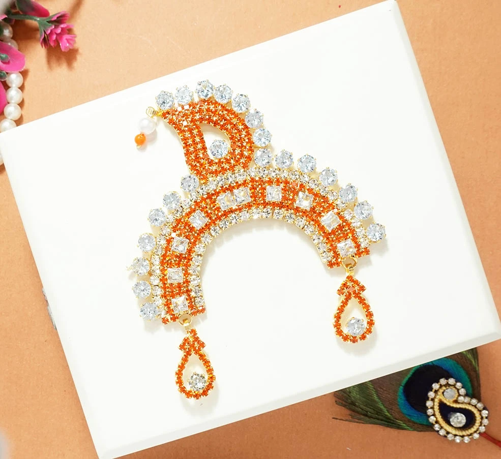 Orange Heavy Stone Work Chandrika ( X-Large )