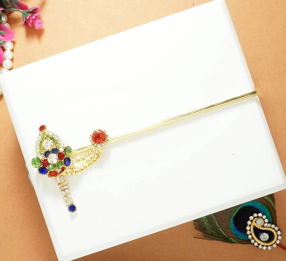 Beautiful Multi Stone Work Flute ( 5 Inch )