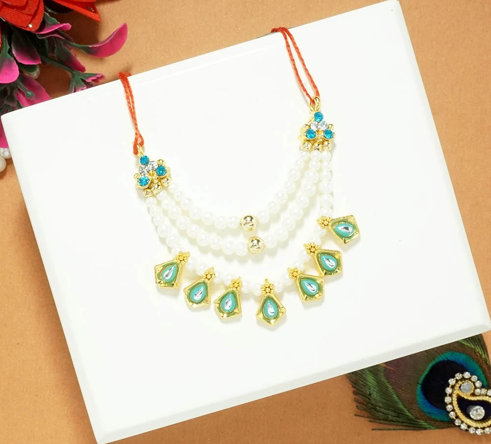 Sea Green Stone Pearl Beads Mala / Necklace