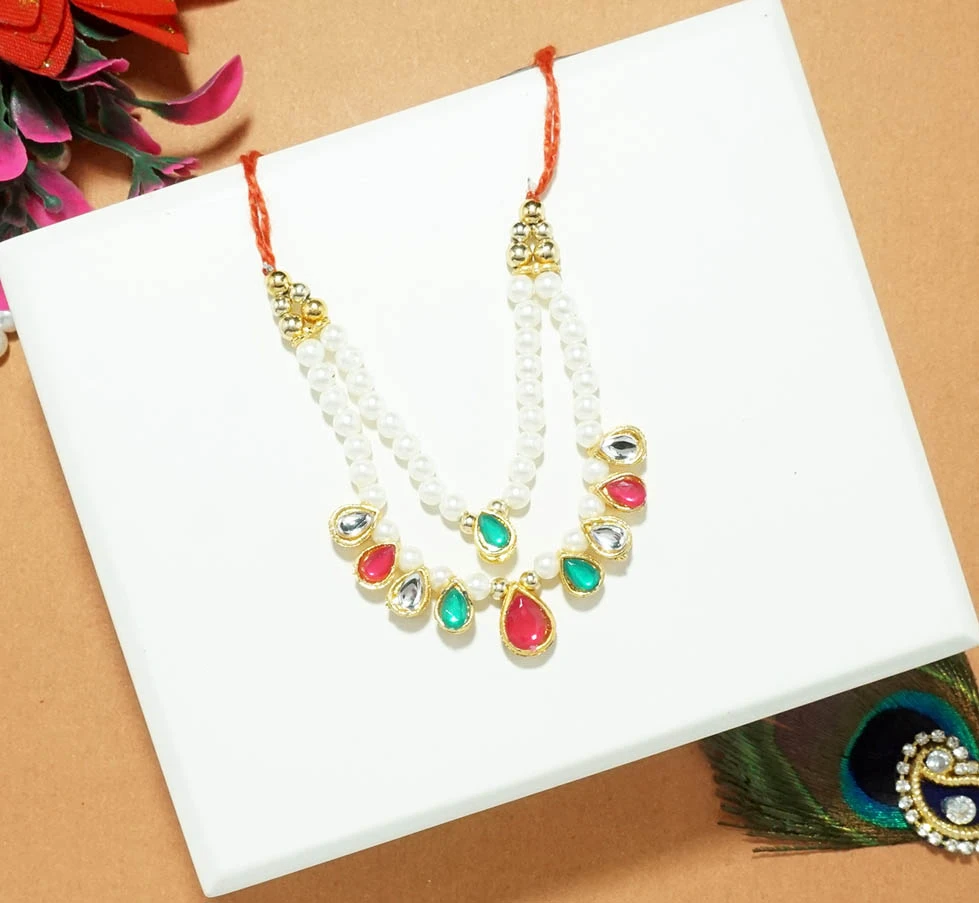 Multi Stone Pearl Beads Mala / Necklace ( 3 Inch )