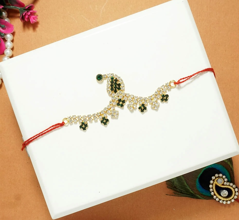 Golden Green Stone Work Chandrika ( 2 & 2.5 Inch )