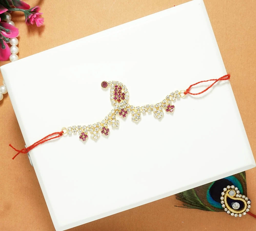 Golden Pink Stone Work Chandrika ( 2 & 2.5 Inch )