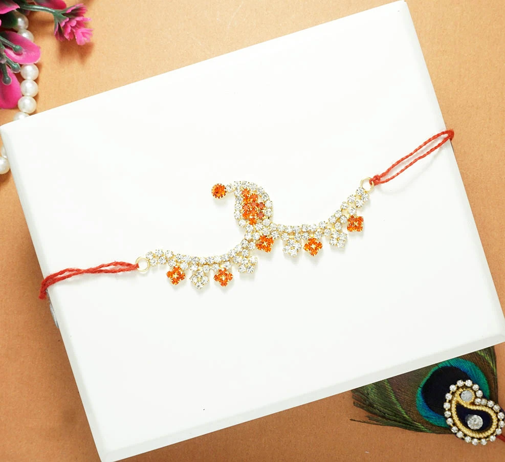 Golden Orange Stone Work Chandrika ( 2 & 2.5 Inch )