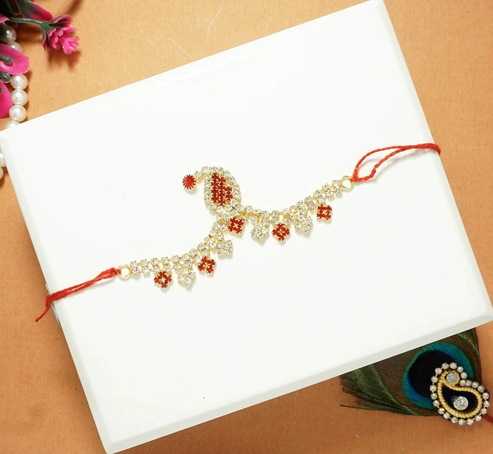 Golden Red Stone Work Chandrika ( 2 & 2.5 Inch )