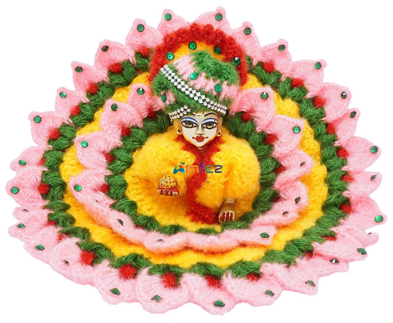 Amfez Laddu Gopal Multi Vardhman Woolen Winter Dress With Cap