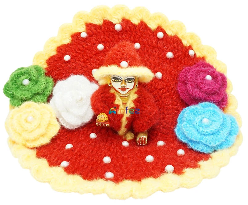 Amfez Laddu Gopal Red Vardhman Woolen Winter Dress With Cap