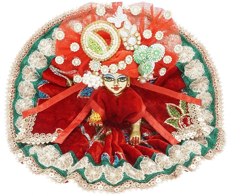 Amfez Laddu Gopal Red Embroidery Lace Shaneel Dress