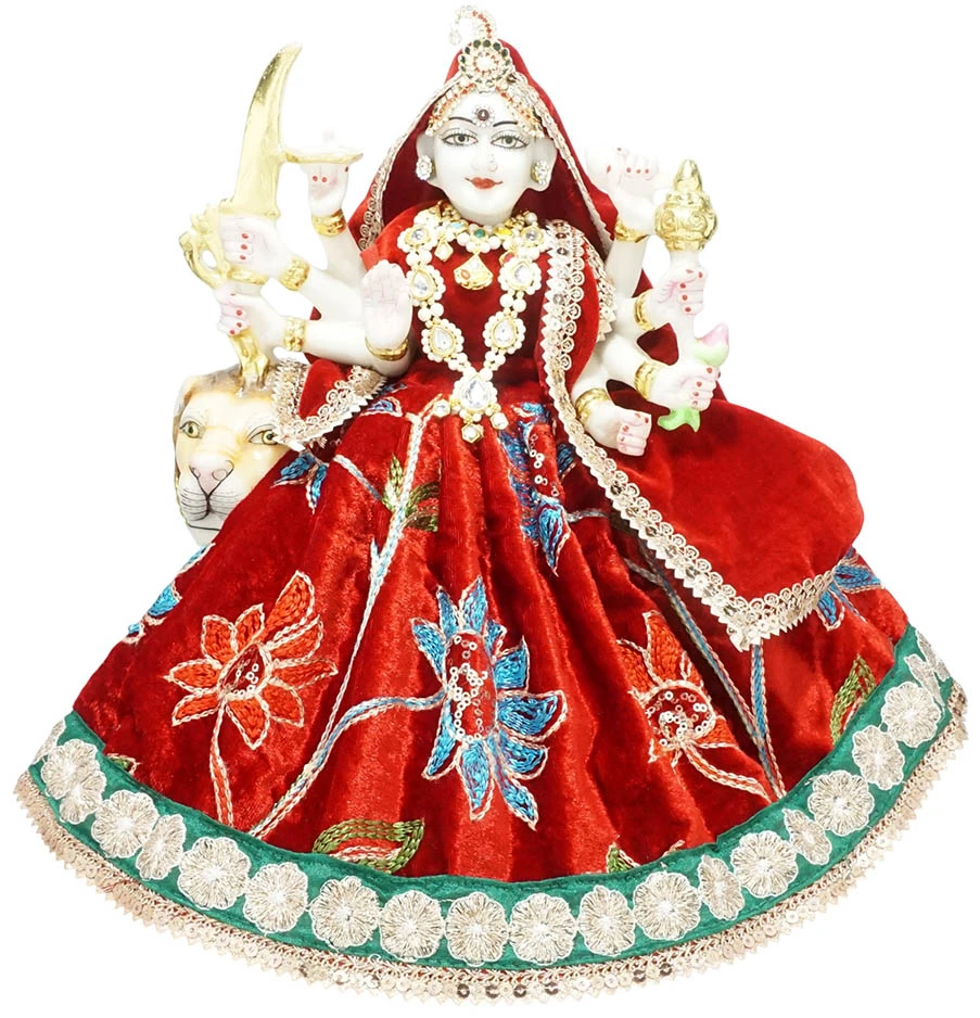 Amfez Durga Ji Red Embroidery Lace Shaneel Dress