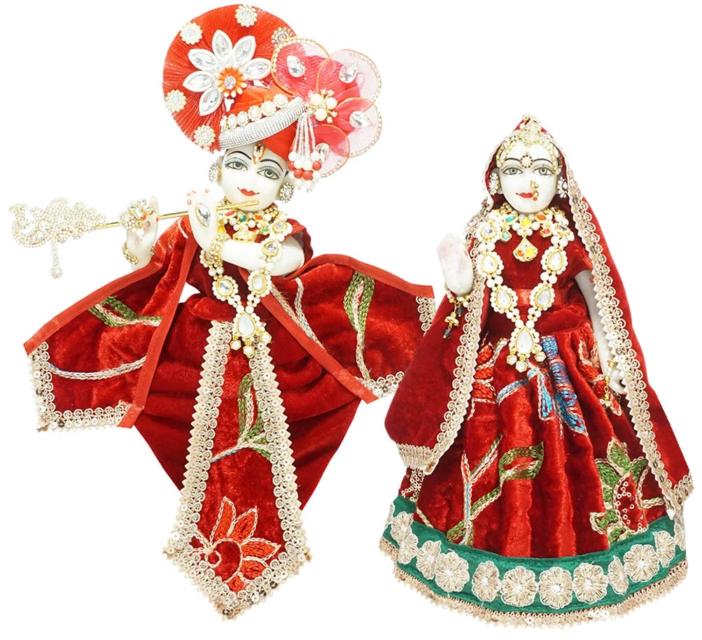 Amfez Radha Krishna Red Embroidery Lace Shaneel Dress