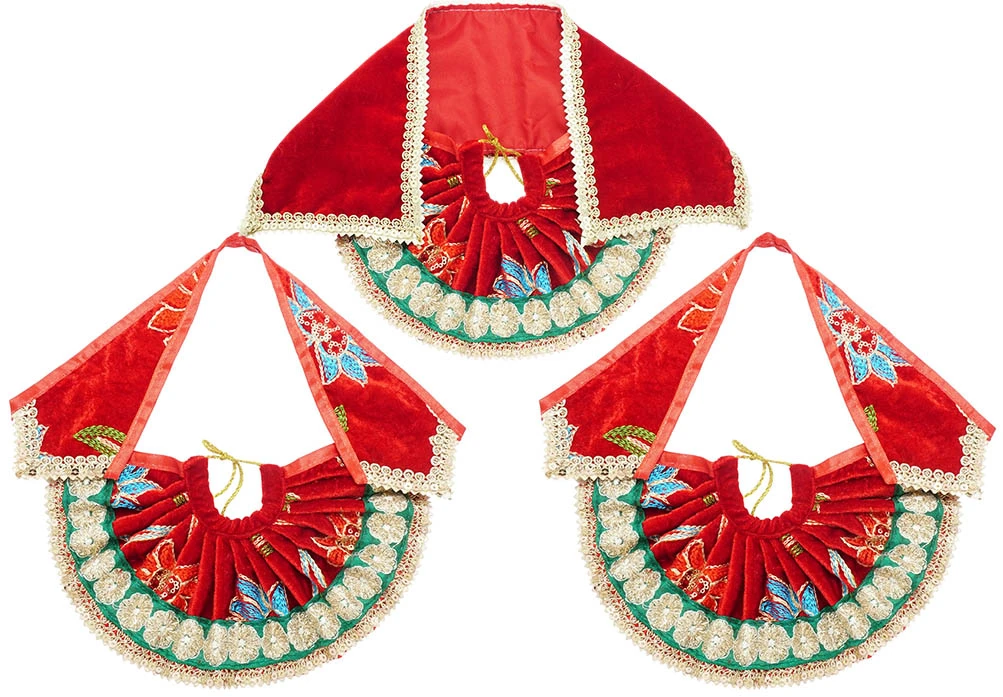 Designer Jagannath Ji Red Embroidery Lace Shaneel Dress