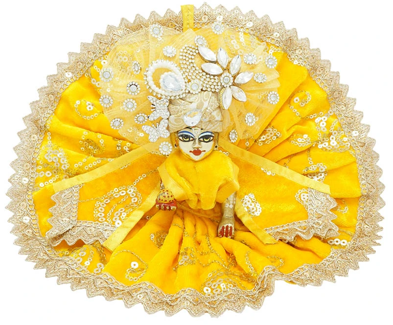 Amfez Laddu Gopal Yellow Embroidery Lace Shaneel Dress