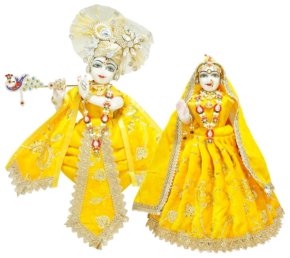 Amfez Radha Krishna Yellow Embroidery Lace Shaneel Dress