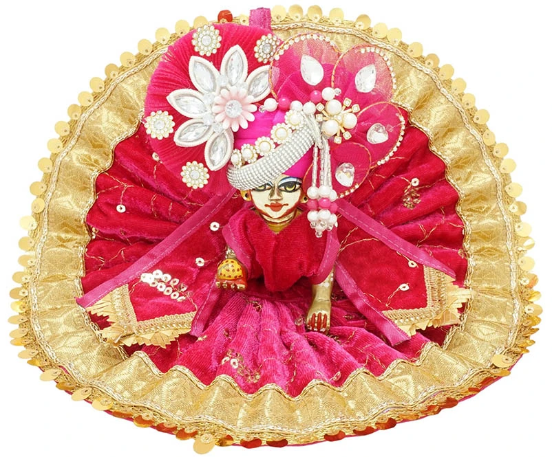 Amfez Laddu Gopal Rani Embroidery Lace Shaneel Dress