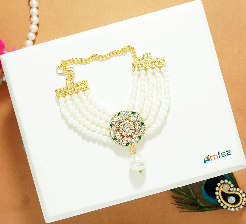 Pearl Stone Beads Work Necklace/ Mala ( X-Large )