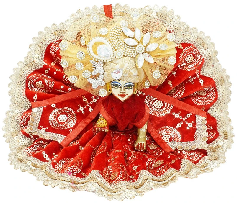 Amfez Laddu Gopal Red Embroidery Lace Shaneel Dress