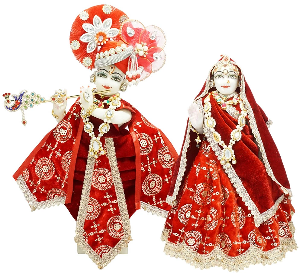Amfez Radha Krishna Red Embroidery Lace Shaneel Dress