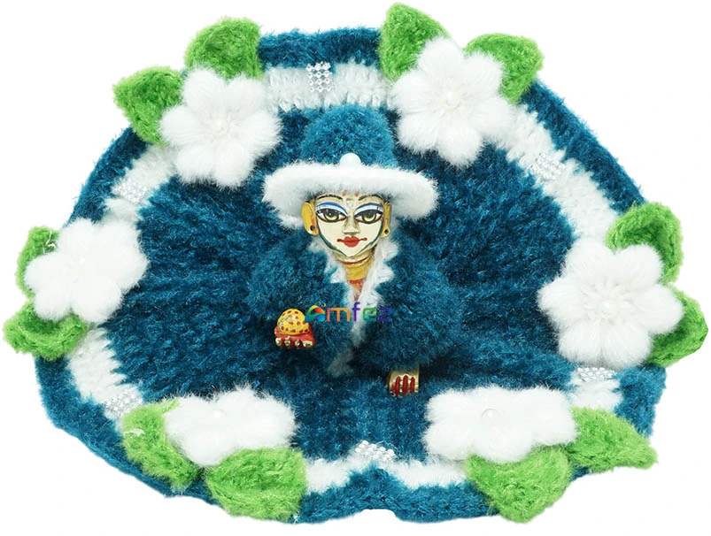Amfez Laddu Gopal Blue Vardhman Woolen Winter Dress With Cap