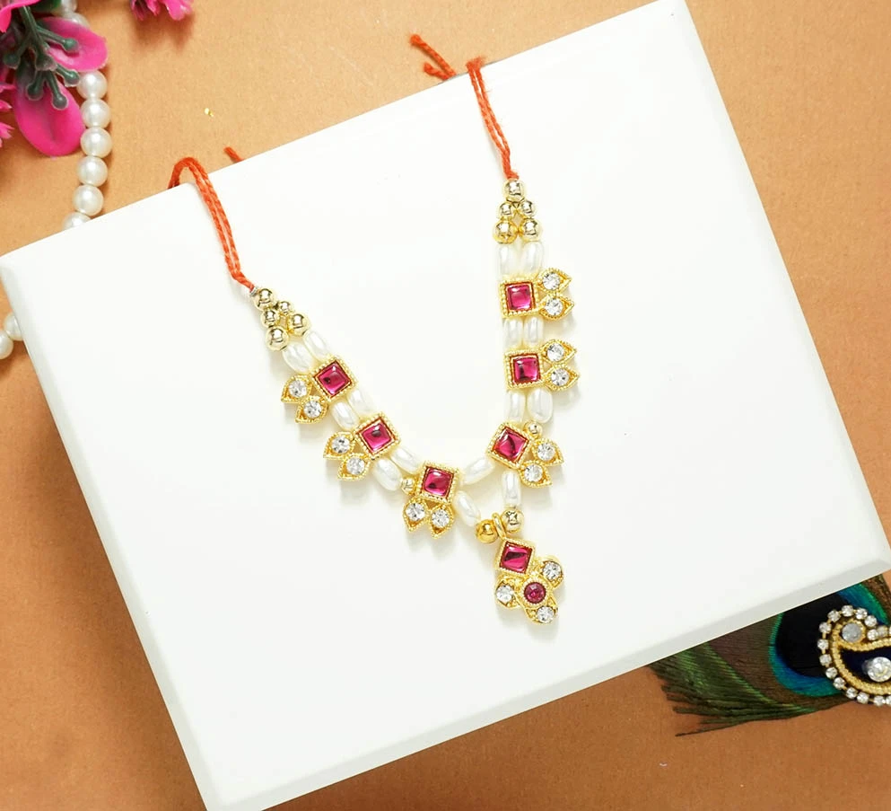 Beautiful Rani Stone Pearl Beads Necklace/ Mala (3 Inch )