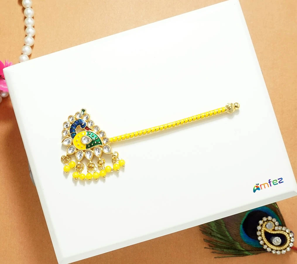 Yellow Stone Meena Work Flute ( 3.5 Inch )