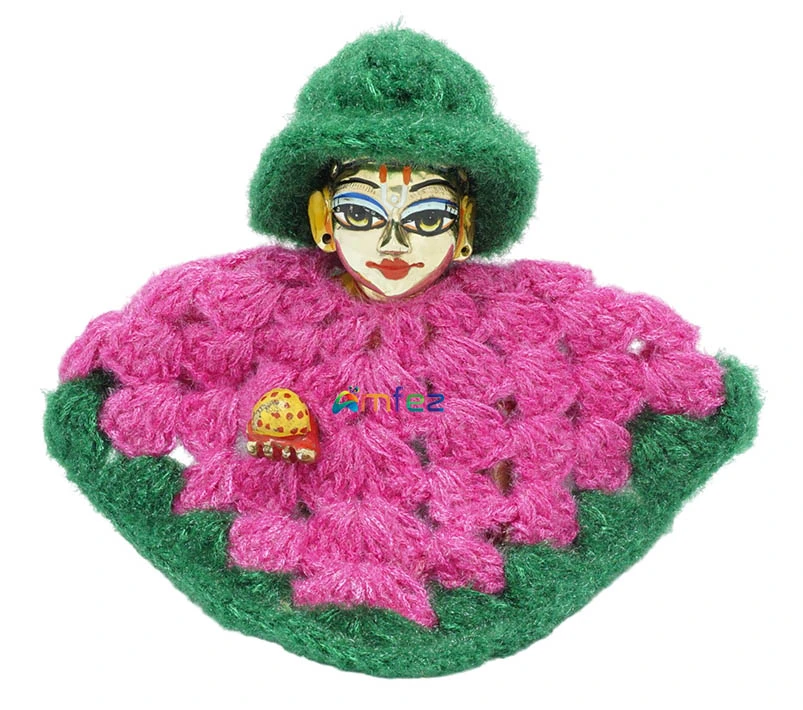 Amfez Laddu Gopal Multi Woolen Winter Ponchu With Cap