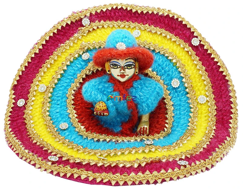 Amfez Laddu Gopal Multi Vardhman Woolen Winter Dress With Cap