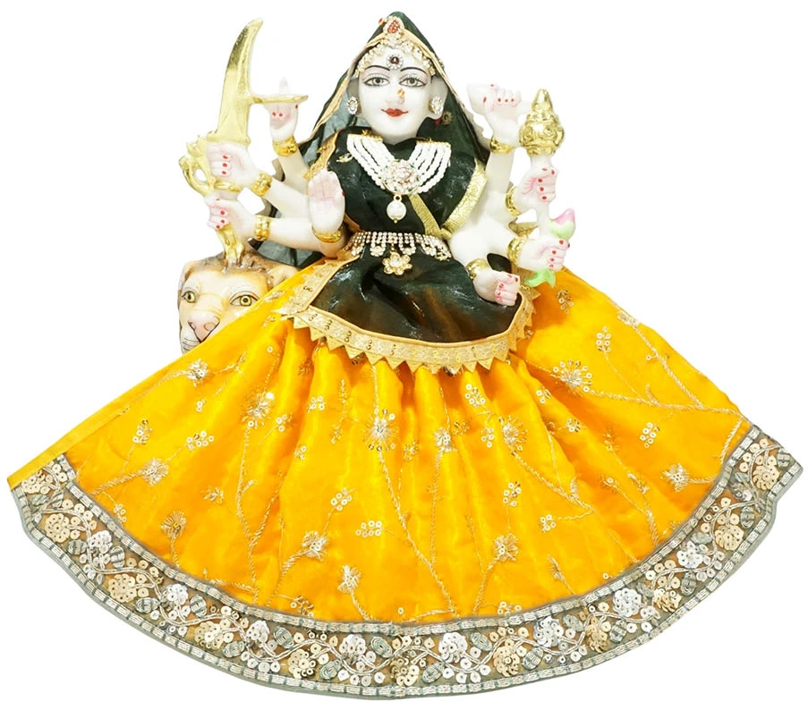 Amfez Durga Ji Yellow Green Embroidery Lace Dress