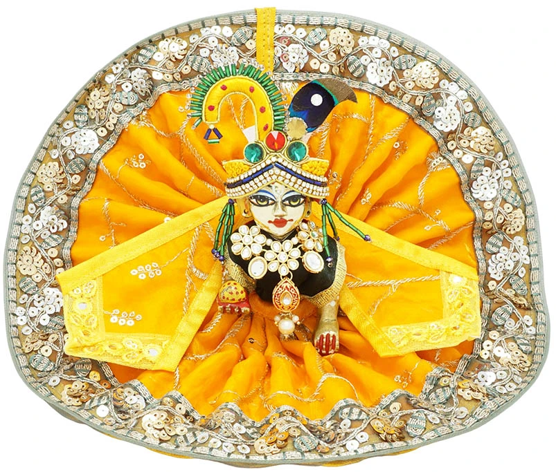 Amfez Laddu Gopal Yellow Green Embroidery Lace Dress