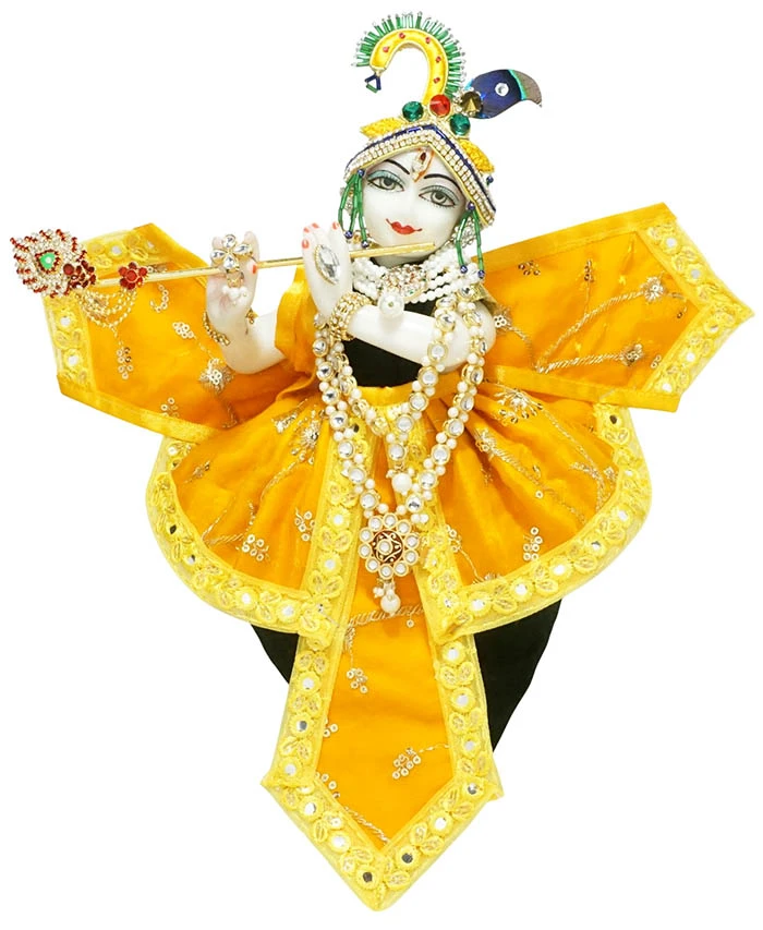 Amfez Krishna Ji Yellow Embroidery Lace Dress