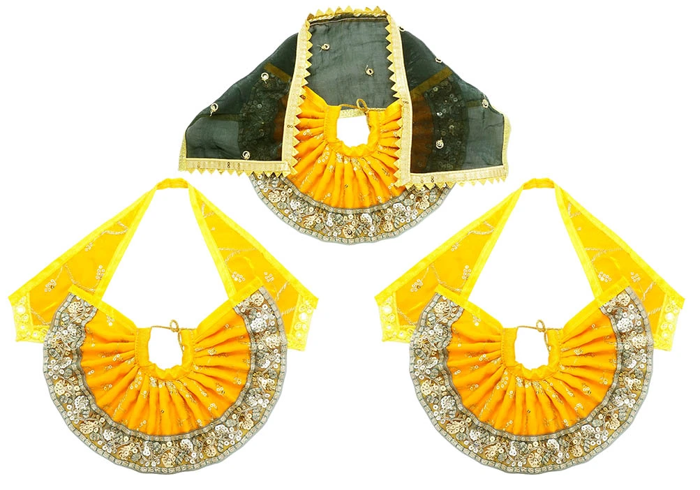 Amfez Jagannath Ji Yellow Embroidery Lace Dress