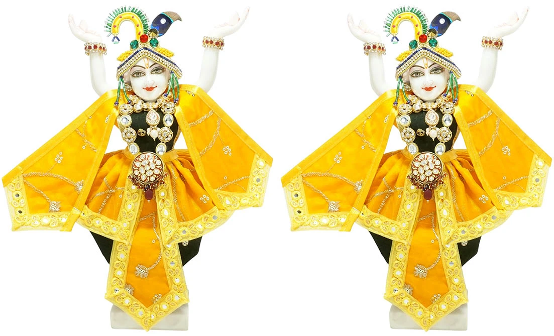 Amfez Gaur Nitai Yellow Embroidery Lace Dress