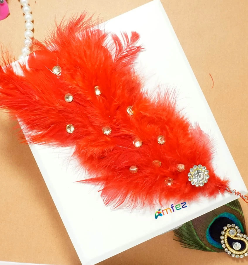 Red Stone Patch Work Feather Kalangi