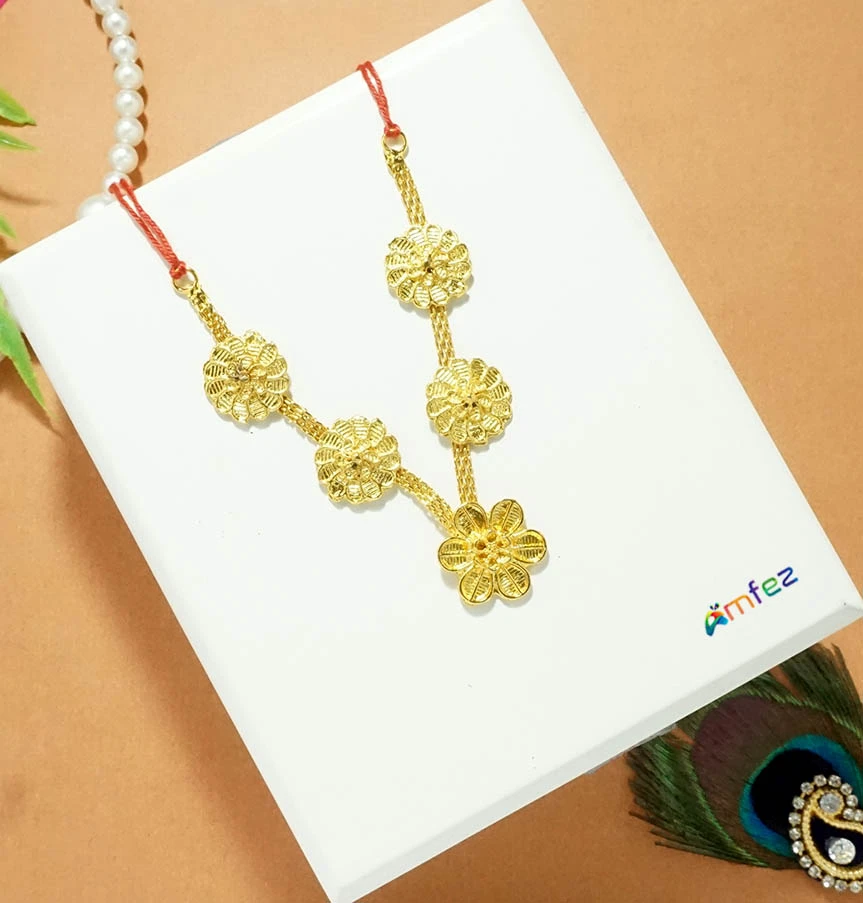 Beautiful Golden Chain & Patch Work Mala ( 3 Inch )