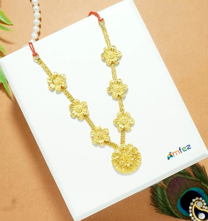 Beautiful Golden Chain & Patch Work Mala (4 Inch )