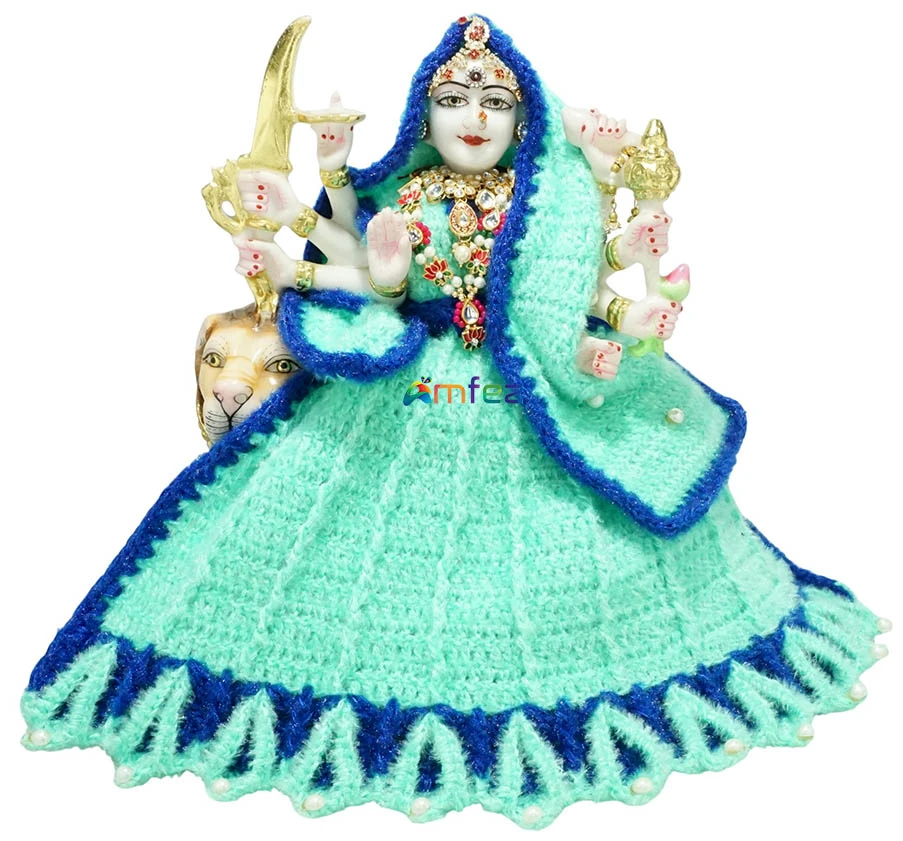 Amfez Durga Ji Sea Green Woolen Dress