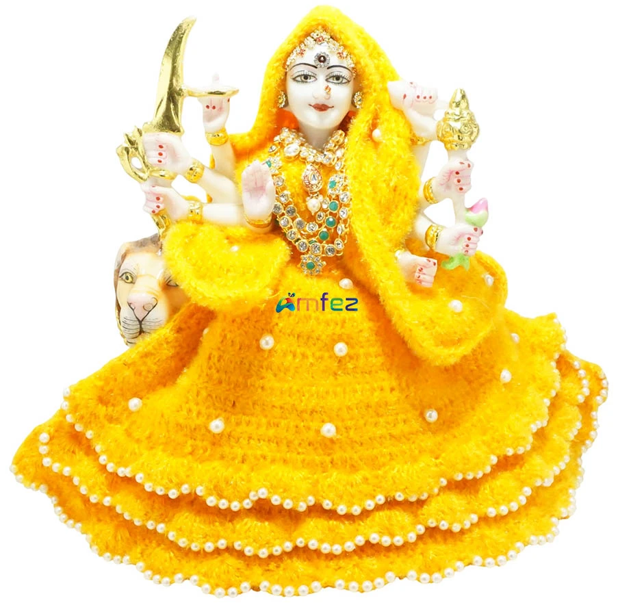 Amfez Durga Ji Yellow Woolen Dress