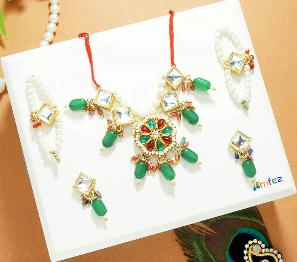 Set of Beautiful Multi Meena Stone Beads Work Necklace ( Large )