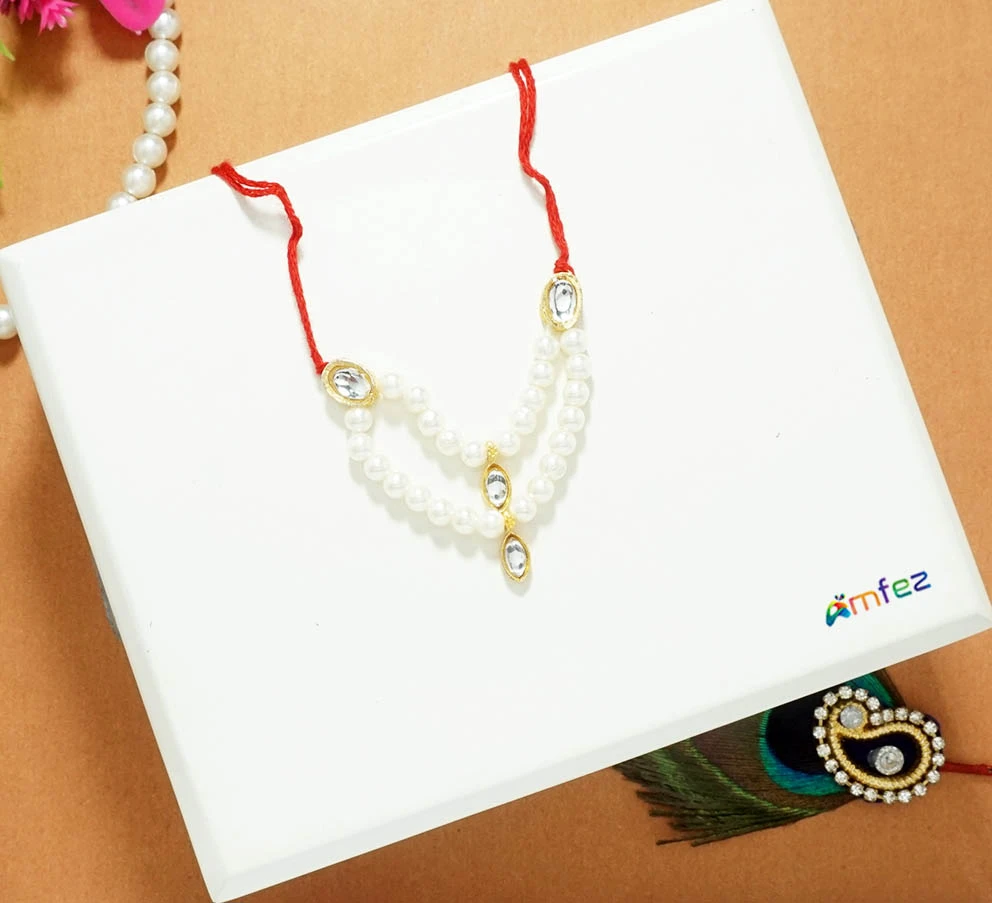 Beautiful White Pearl Kundan Beads Work Mala