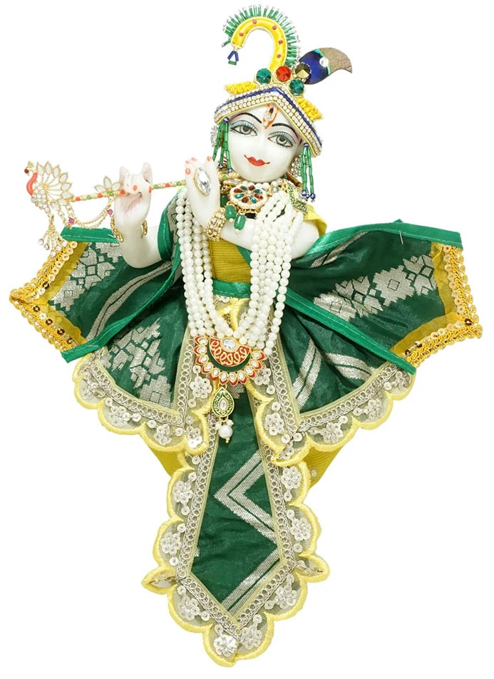 Amfez Krishna Ji Green Embroidery Lace Dress