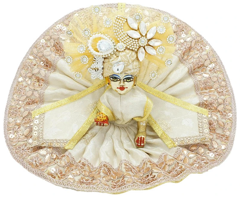 Amfez Laddu Gopal Golden Embroidery Lace Dress