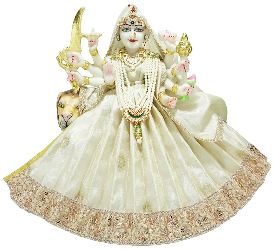 Amfez Durga Ji Golden Embroidery Lace Dress