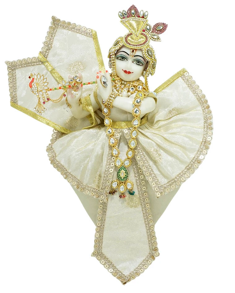 Amfez Krishna Ji Golden Embroidery Lace Dress